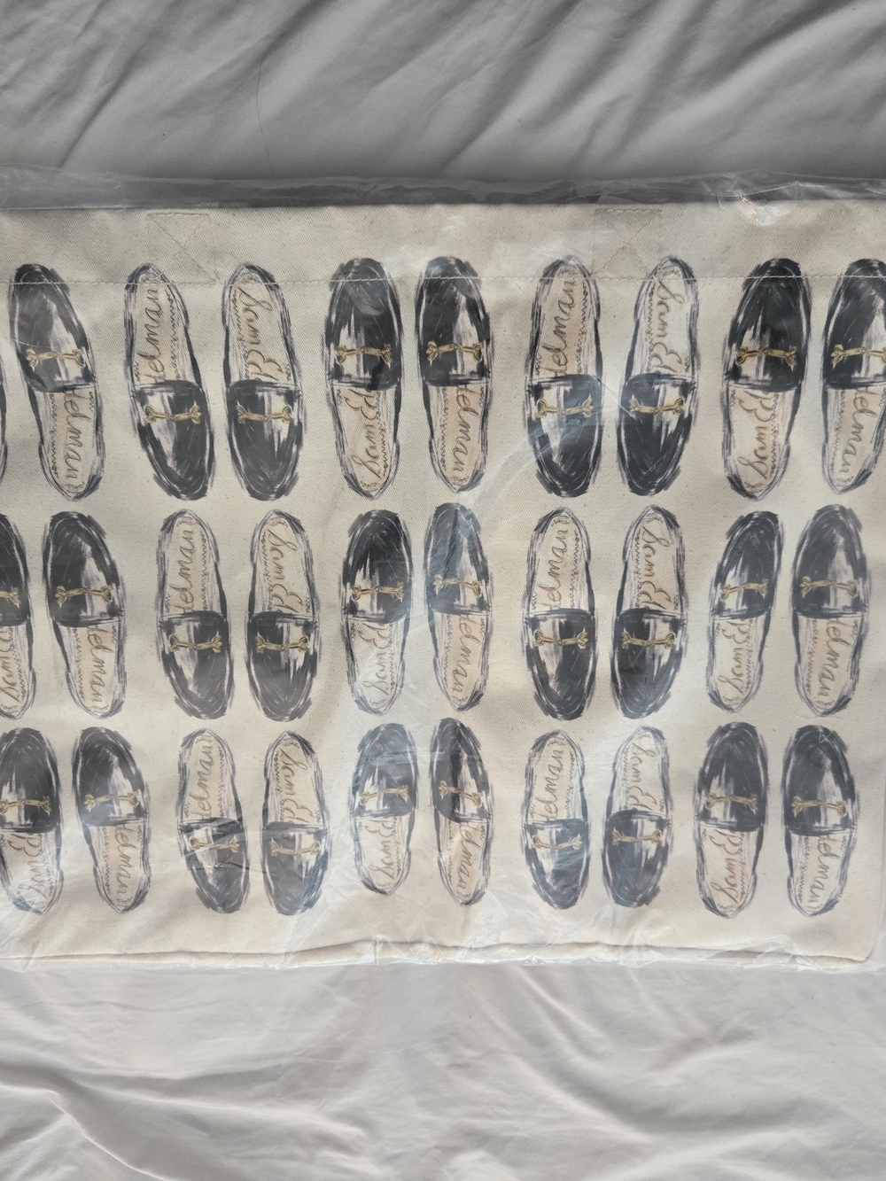 Sam Edelman Cotton Canvas Tote Bag Shoes Loafers Large Reusable - NWT